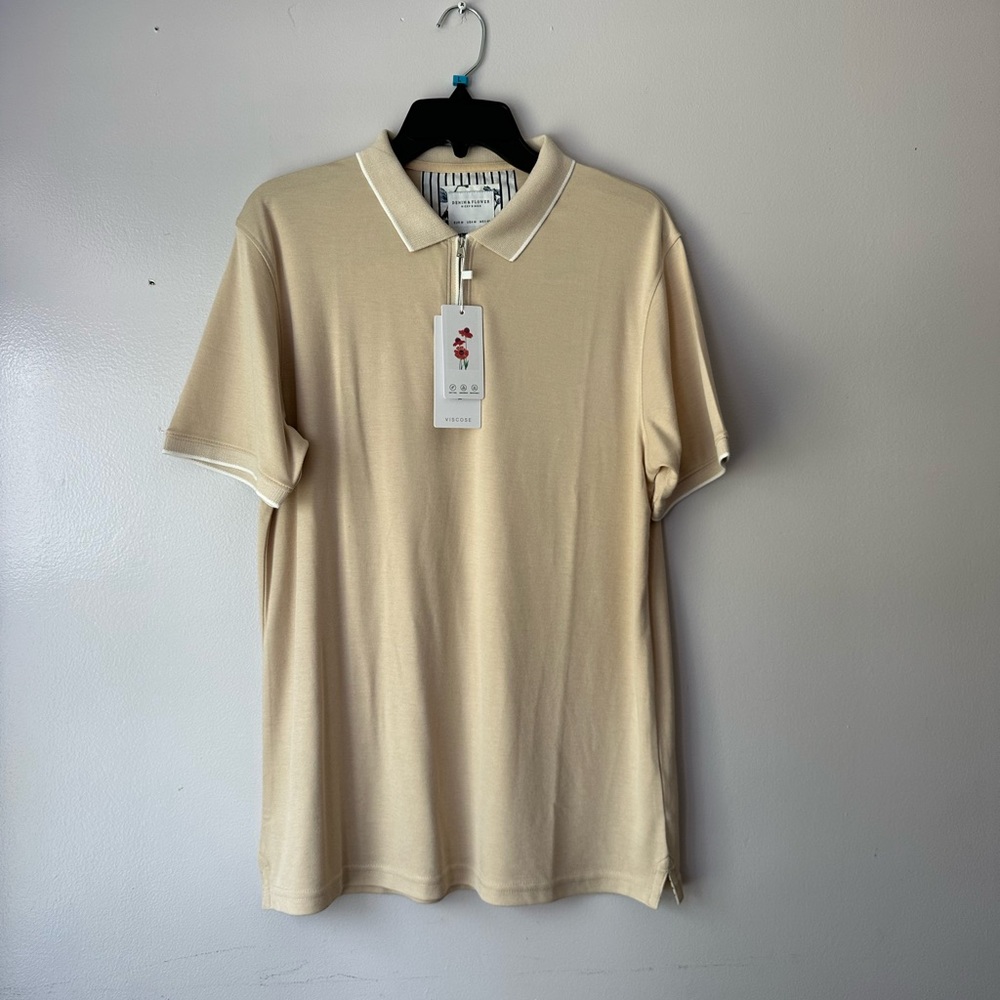 DENIM & FLOWER Men Polo with Zip ( NWT)